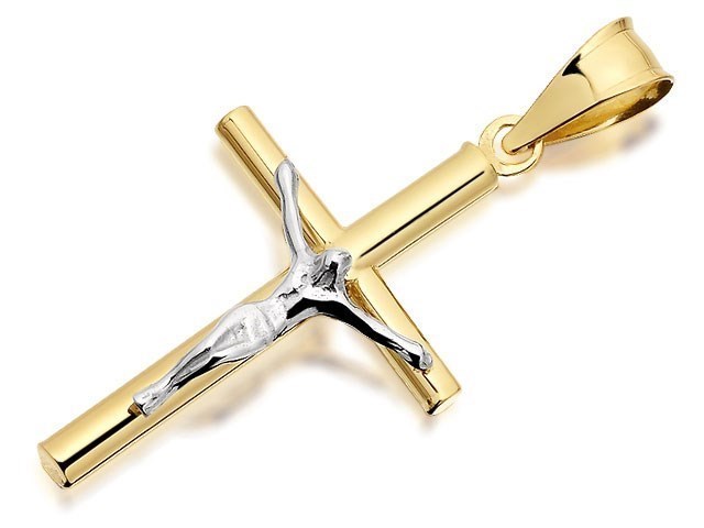 9ct Two Colour Gold Crucifix - 25mm - R6316