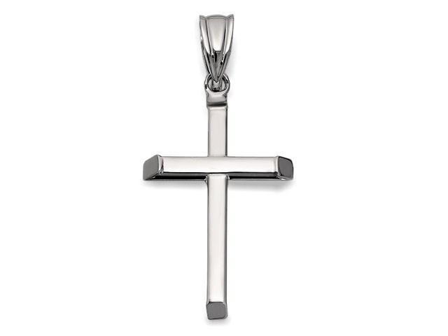 9ct White Gold Plain Hollow Cross - 22mm - R6352