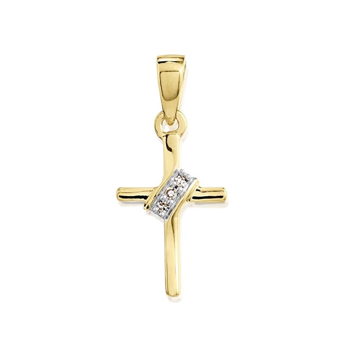 9ct Gold Diamond Cross - 11mm - R6354
