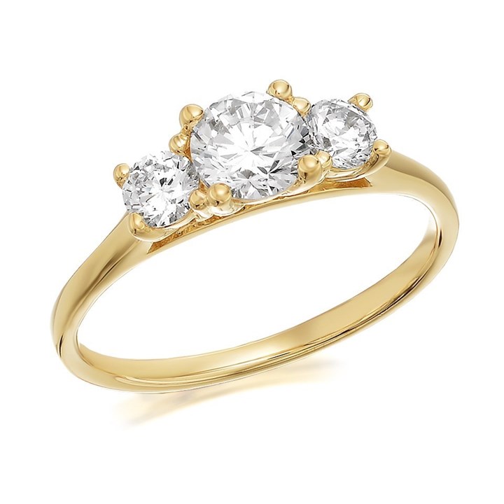 9ct Gold Cubic Zirconia Trilogy Ring - R6513