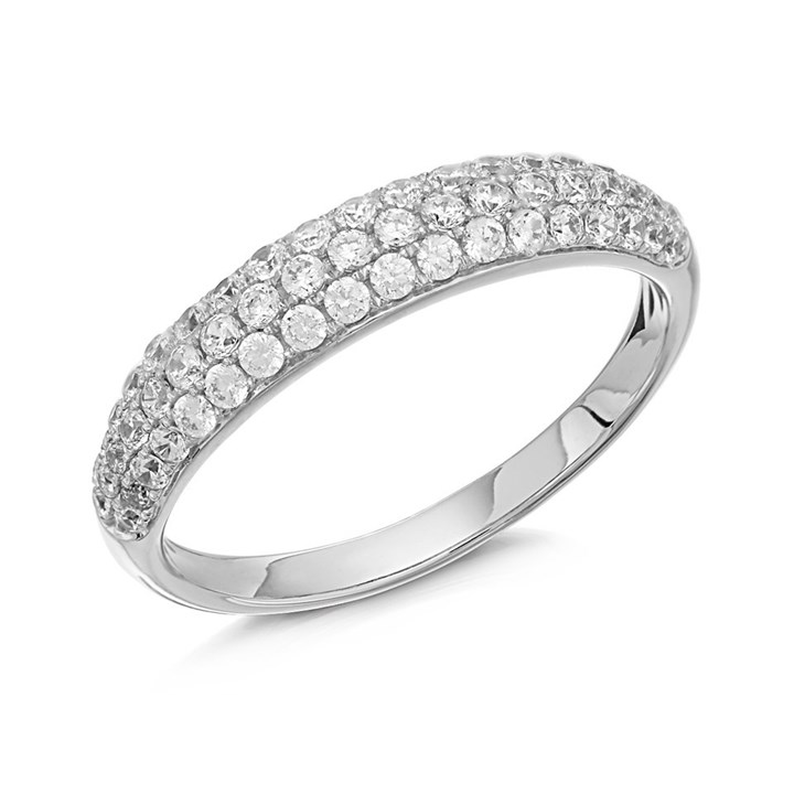 9ct White Gold Cubic Zirconia Band Ring - R6530