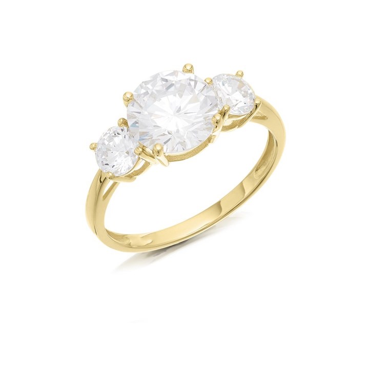 9ct Gold Cubic Zirconia Trilogy Ring - R6531