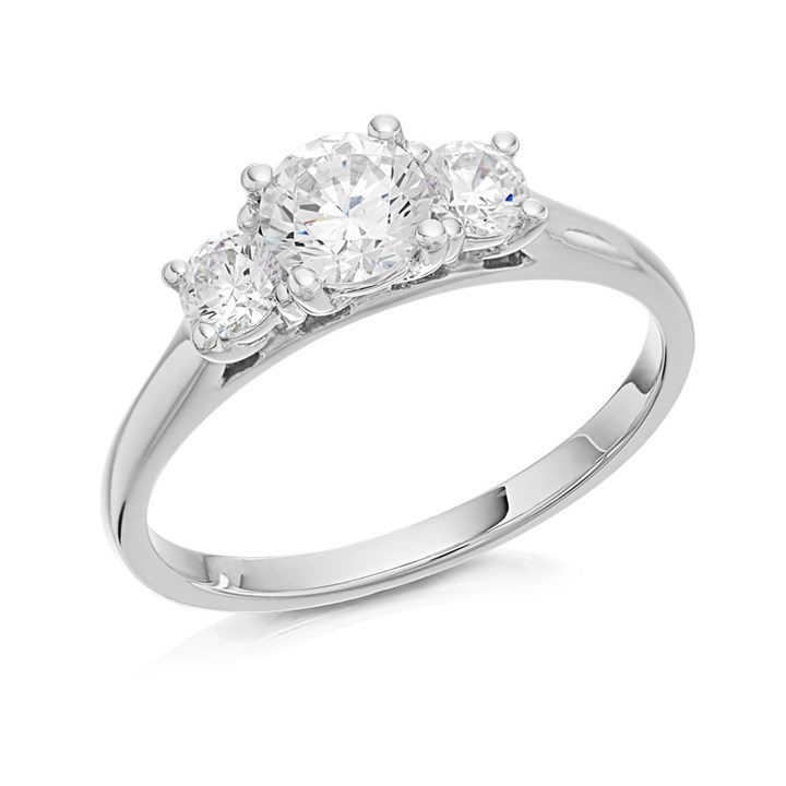 9ct White Gold Cubic Zirconia Trilogy Ring - R6534
