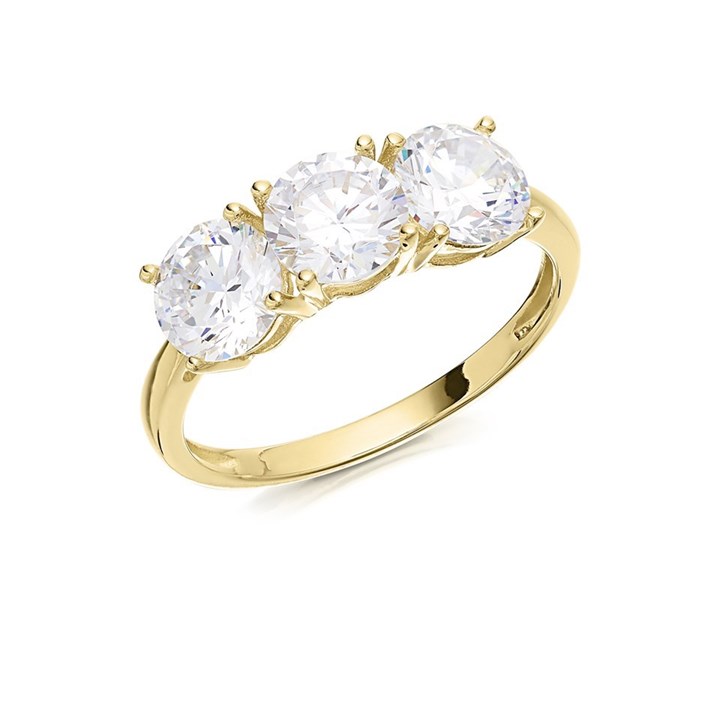 9ct Gold Cubic Zirconia Trilogy Ring - R6536