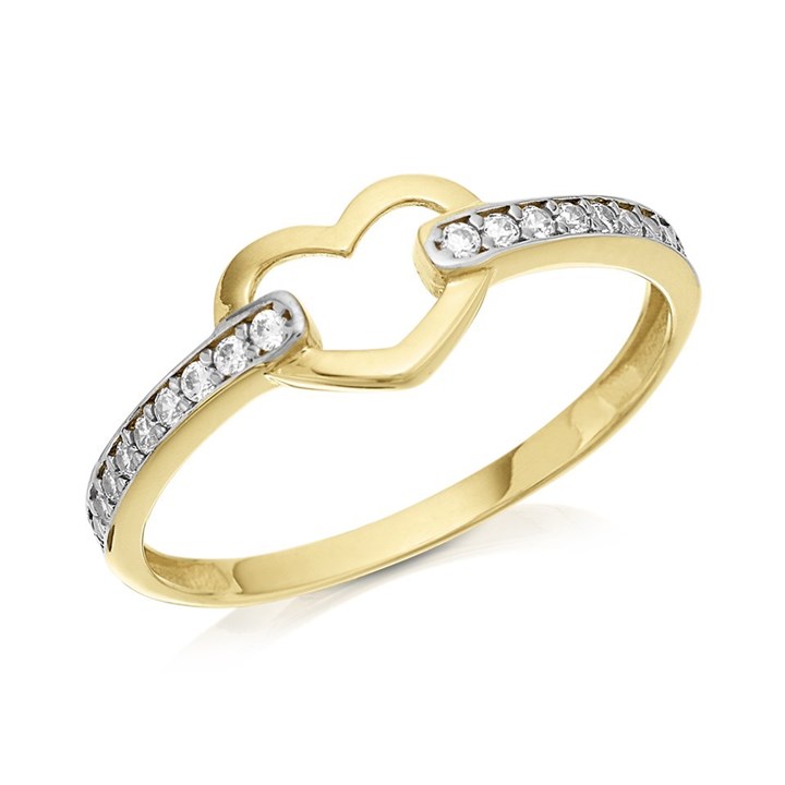 9ct Gold Two Colour Cubic Zirconia Heart Ring - R6538