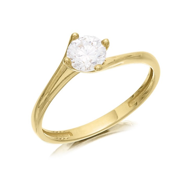9ct Gold Cubic Zirconia Twist Ring - R6542