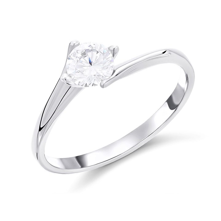 9ct White Gold Cubic Zirconia Twist Ring - R6545