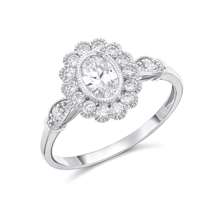 9ct White Gold Cubic Zirconia Cluster Ring - R6564