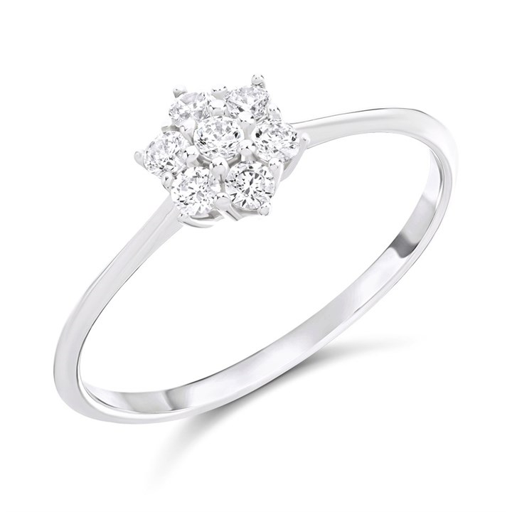 9ct White Cubic Zirconia Gold Cluster Ring - R6571