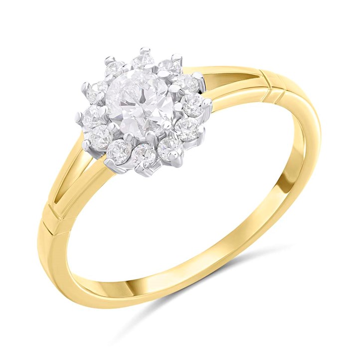 9ct Gold Two Colour White CZ Cluster Ring - R6590