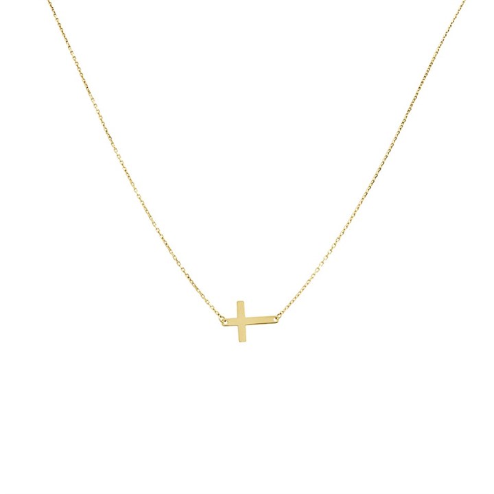 9ct Gold Resting Cross And Chain - R6811