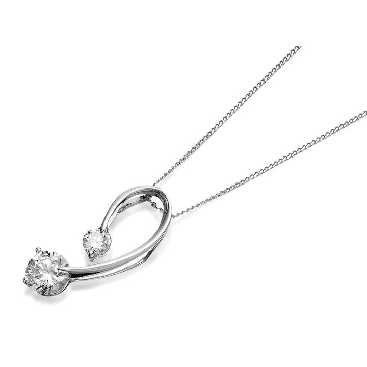 9ct White Gold Cubic Zirconia Tendril Necklace - R6911