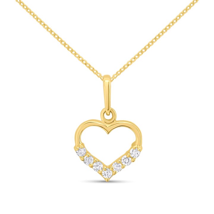 9ct Gold CZ Heart Necklace - R69121