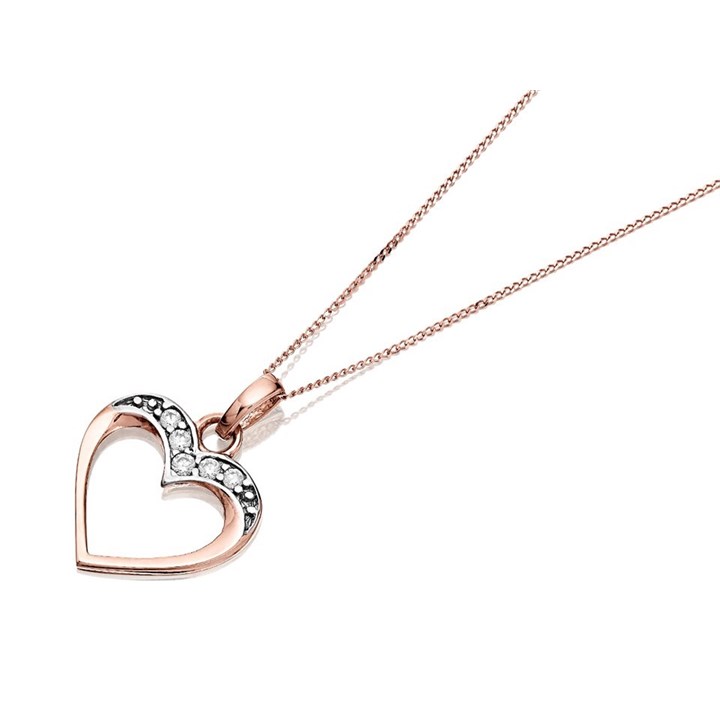 9ct Rose Gold Cubic Zirconia Heart Necklace - R6977