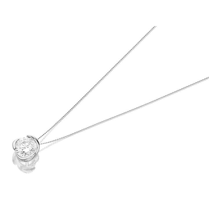 9ct White Gold Cubic Zirconia Solitaire Necklace - R6988