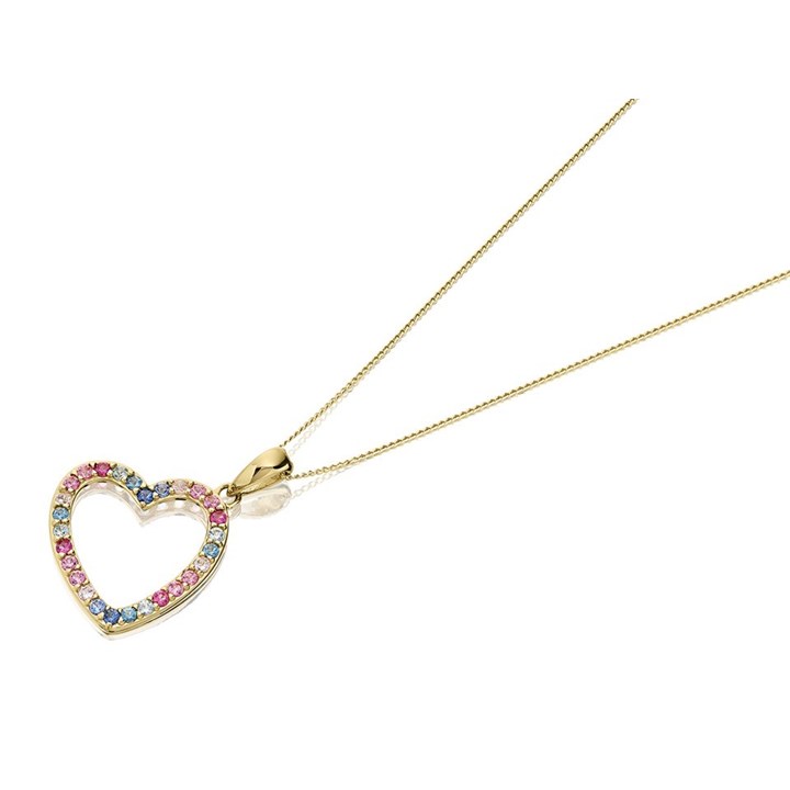 9ct Gold Multi Cubic Zirconia Heart Necklace - R6989