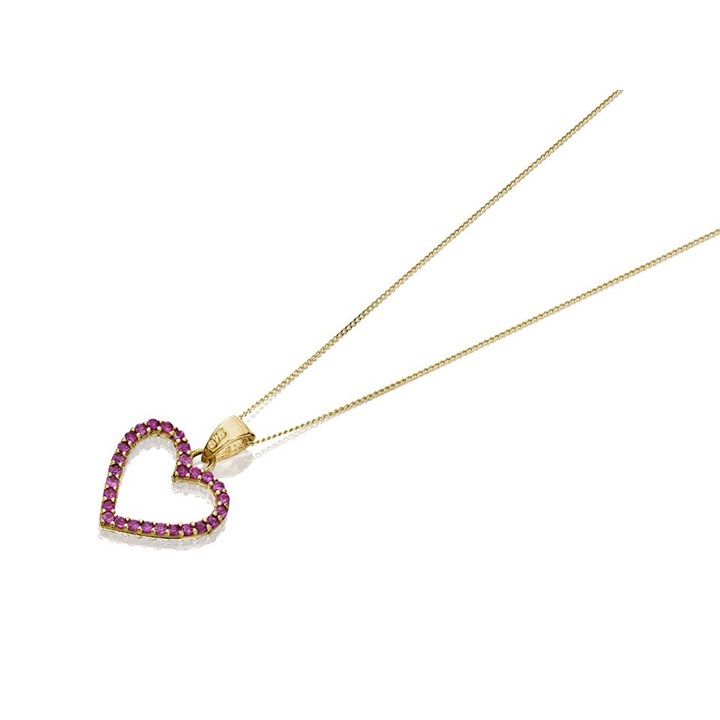 9ct Gold Ruby And Cubic Zirconia Reversible Heart Necklace - R6996
