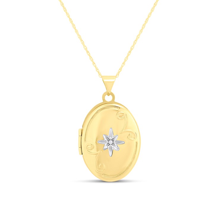 9ct Gold Starburst Diamond Locket- 21mm - R7203