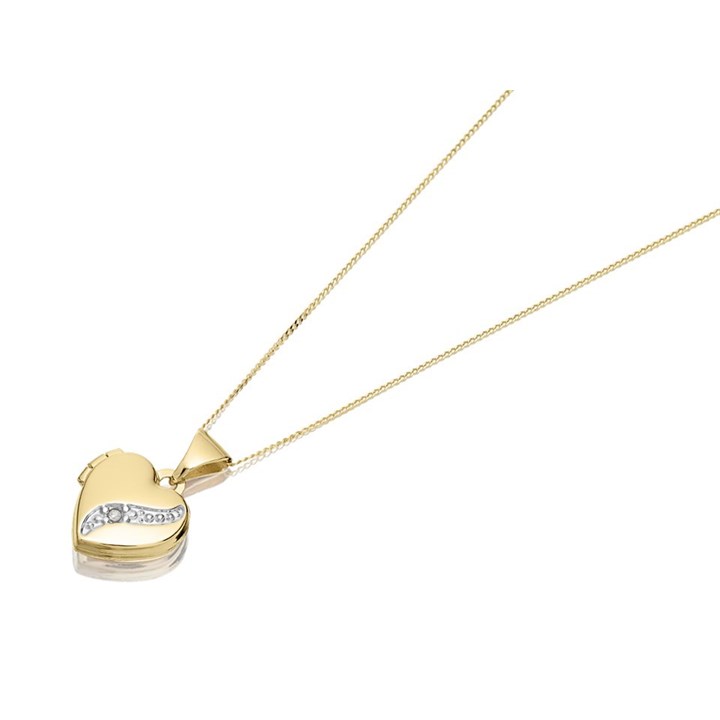 9ct Gold Diamond Heart Locket And Chain - R7249