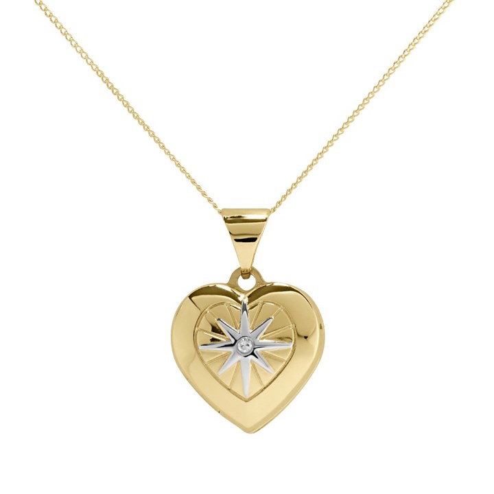 9ct Gold Two Colour Diamond Set Locket 12mm - R7267