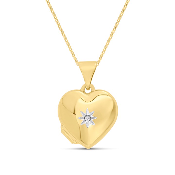 9ct Gold Diamond Set Locket And Chain - R7270