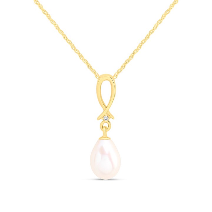 9ct Diamond And Freshwater Pearl Necklace - R7779