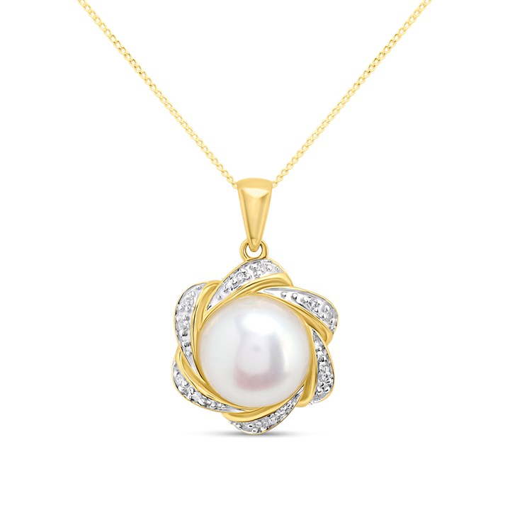 9ct Freshwater Pearl And Diamond Necklace - R7784
