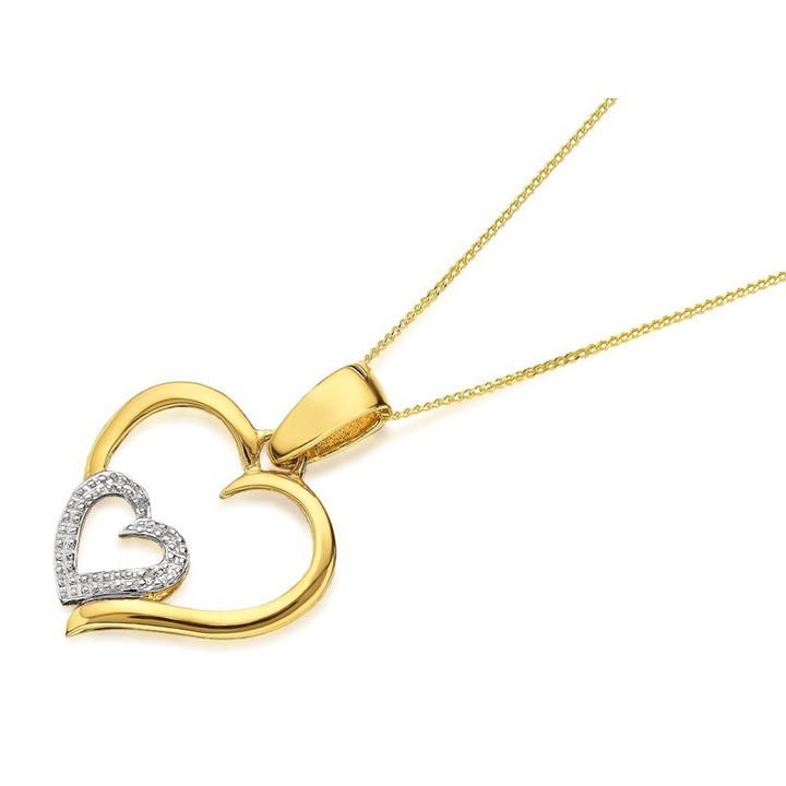9ct Gold Heart Within A Heart Necklace - EXCLUSIVE - R8115
