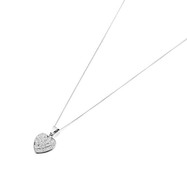 9ct White Gold Crystal Heart Necklace - R82100