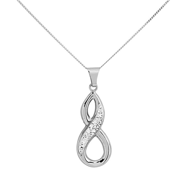 9ct White Gold Crystal Infinity Necklace - R82101
