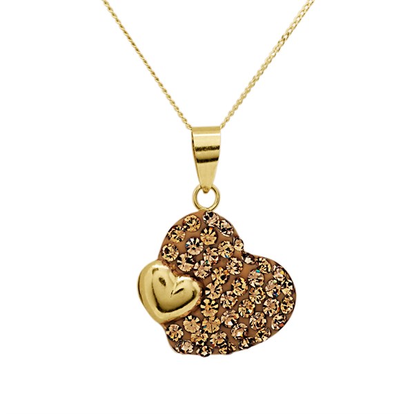 9ct Gold Crystal Heart Necklace R82104 F.Hinds Jewellers
