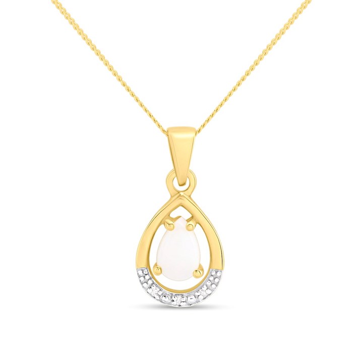 9ct Opal And Diamond Teardrop Necklace - R82123