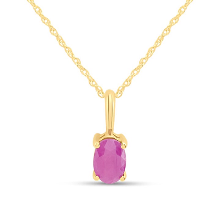 9ct Gold Ruby Oval Necklace - R82125