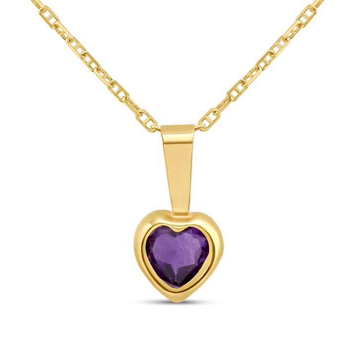 9ct Gold 5mm Amethyst Heart Necklace - R82127