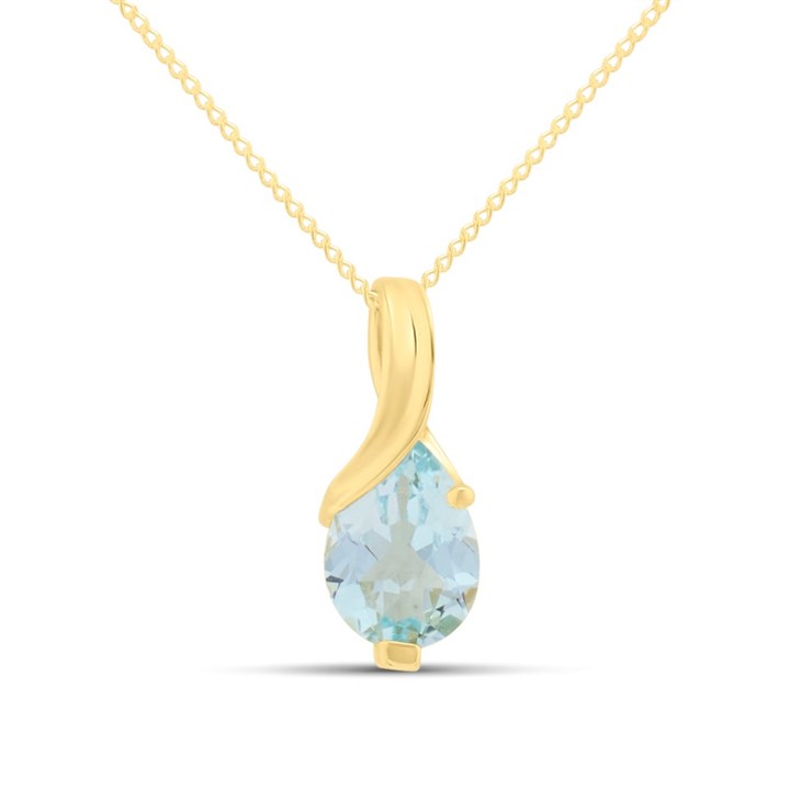 9ct Gold Swirl Blue Topaz Necklace - R82131