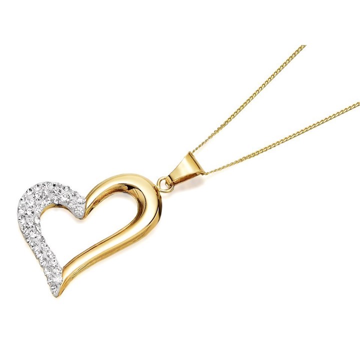 9ct Gold Crystal Heart Necklace - R8237