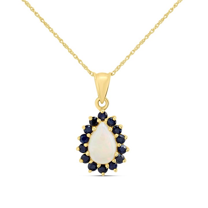9ct Gold Opal And Sapphire Necklace - R8289