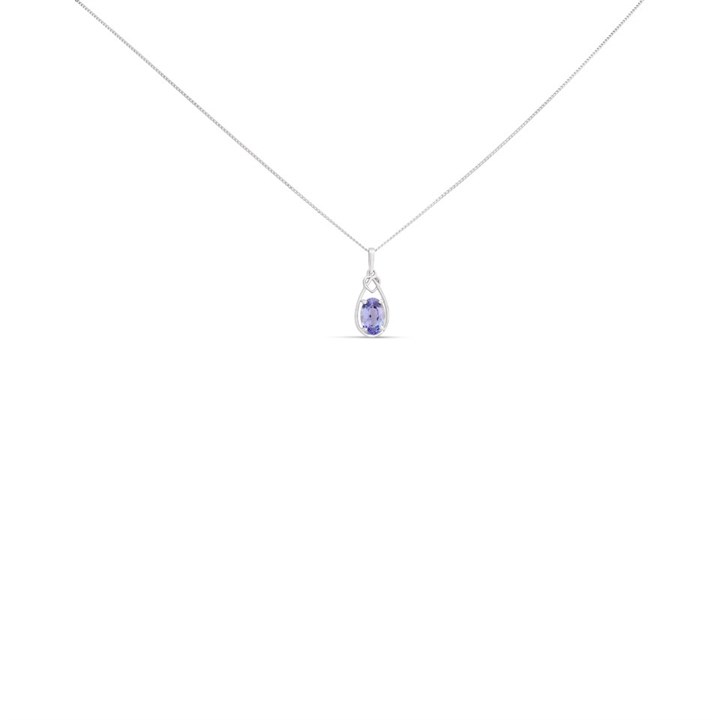 9ct White Gold Tanzanite Heart Twist Necklace - R83100