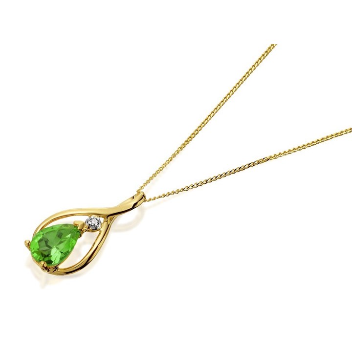 9ct Gold Peridot And Diamond Necklace - R8356
