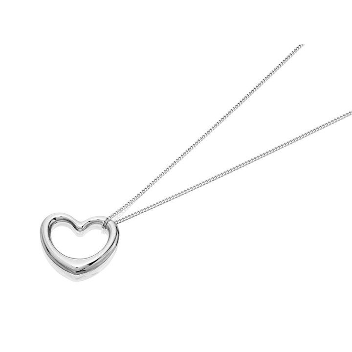 9ct White Gold Open Floating Heart Necklace - R8743