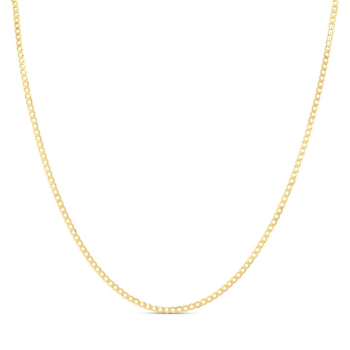 9ct Gold 18in Diamond Cut Solid Flat Curb Chain - R9018