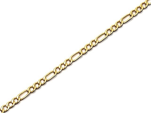 9ct Gold 3mm Wide Hollow Figaro Chain - 22in - R9106