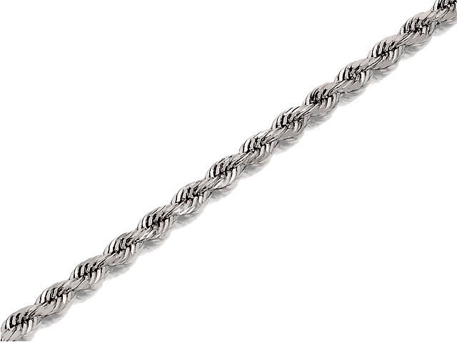 9ct White Gold 2mm Wide Hollow Rope Chain - 16in - R9210