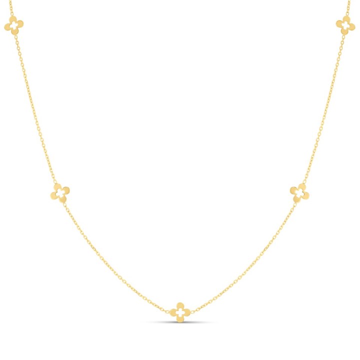 9ct Gold Floral Seven Station Floral Necklet - R9554