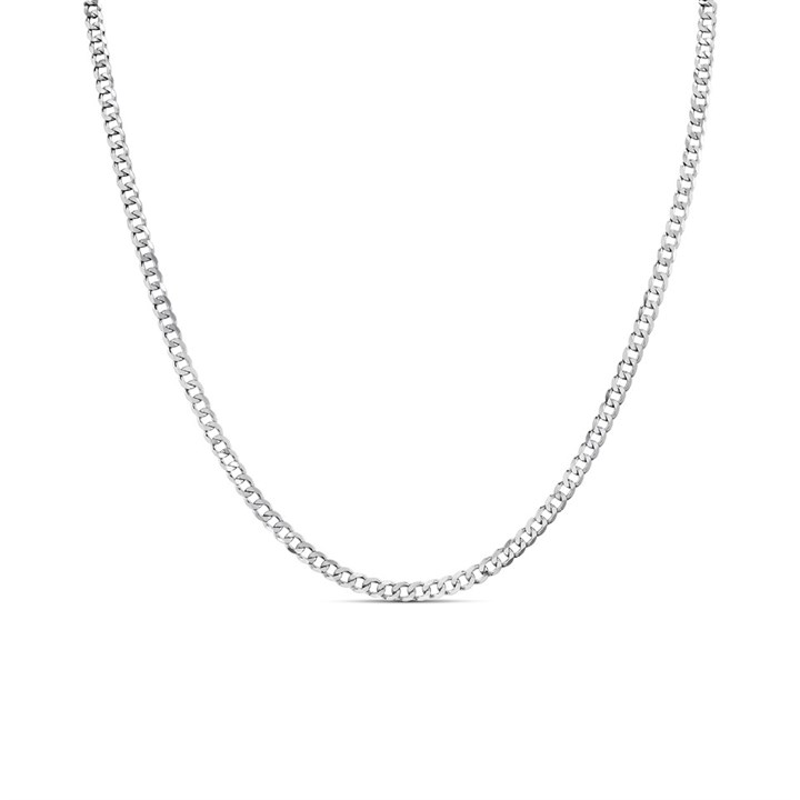 9ct White Gold 2mm Solid Curb Chain 24in - R9647