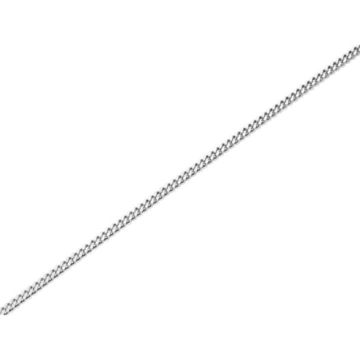 9ct White Gold 1mm Wide Solid Curb Chain - 16in - R9659