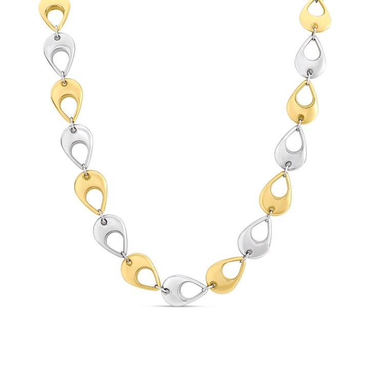 Bonded Silver And 9ct Gold Open Teardrop Collar - R9938