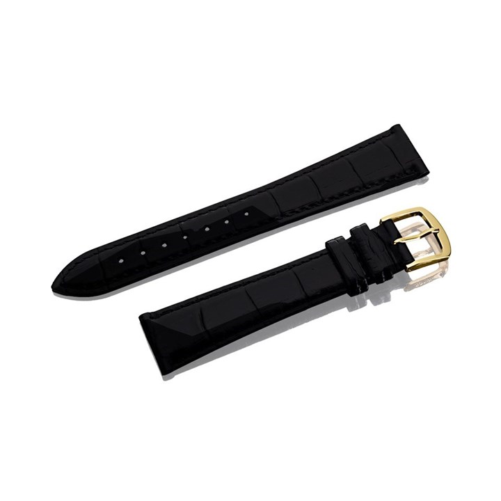 Black Crocodile Effect Leather Watch Strap - 19mm - S1003
