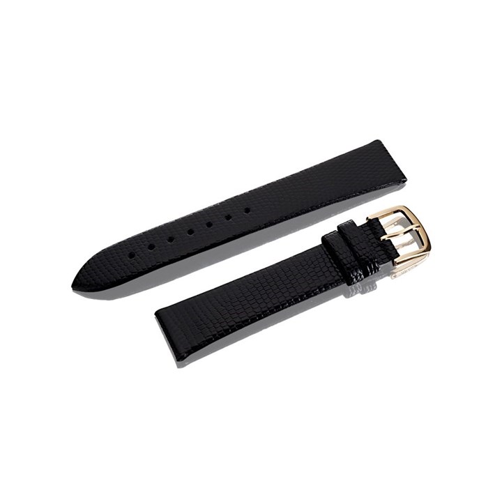 Black Lizard Effect Leather Watch Strap - 18mm - S1008