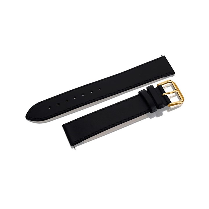 Extra Long Black Leather Watch Strap - 19mm - S1014